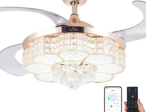 Retractable Crystal Ceiling Fan with Light