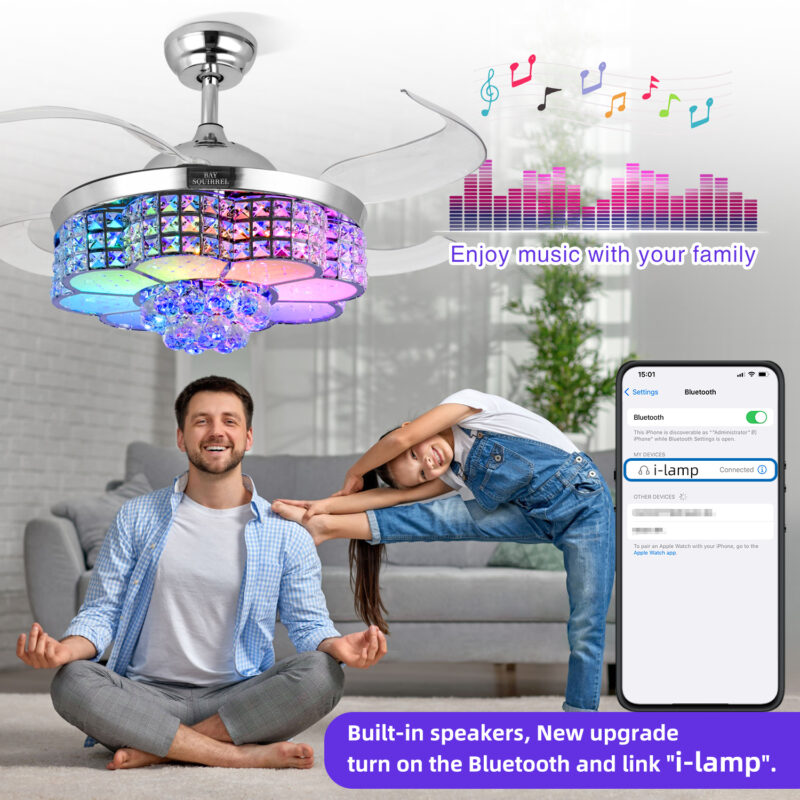 Retractable Crystal Ceiling Fan with Bluetooth Speaker BAYSQUIRREL is devoted to making your