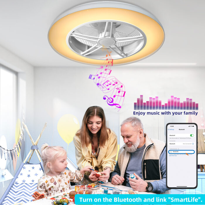 BAYSQUIRREL WiFi Low Profile Ceiling Fan with Light,Bluetooth Speaker Ceiling Fan with Alexa/Google Assistant/App Control - Image 4