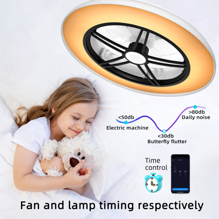 BAYSQUIRREL Wifi Low Profile Ceiling Fan with Light,Bluetooth Speaker Ceiling Fan 20In Smart Bladeless Ceiling Fans with Alexa/Google Assistant/App Control,6 Speed Dimmable LED-RGB Lights - Image 5