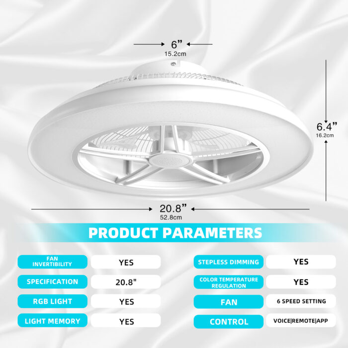 BAYSQUIRREL WiFi Low Profile Ceiling Fan with Light,Bluetooth Speaker Ceiling Fan with Alexa/Google Assistant/App Control - Image 6